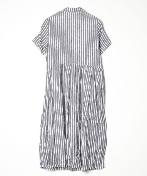 「fog linen work」 ストライプ柄シャツワンピース - ネイビー レディース_画像2