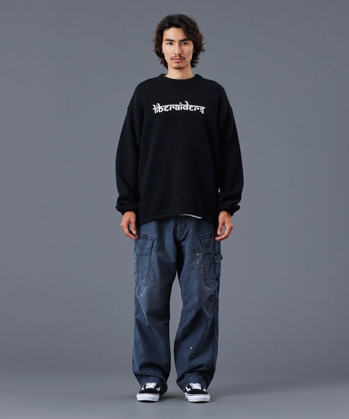 LIBERAIDERS 713042501 スウェット Liberaiders（リベレイダース） セーター ニット WOVEN LOGO KNIT