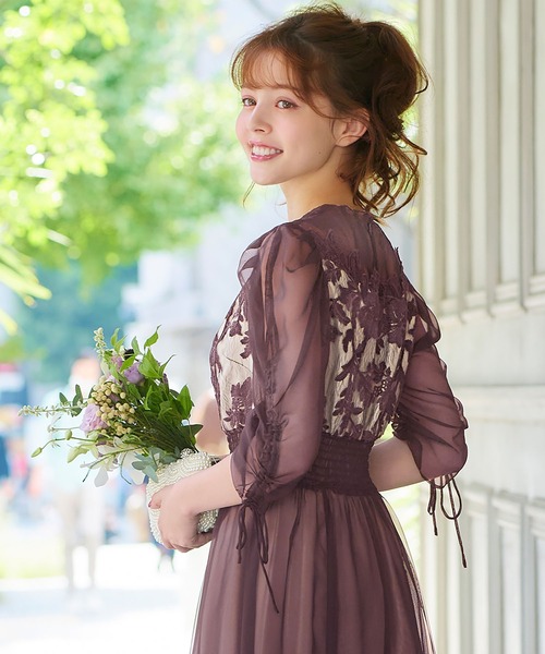 「GIRL」 半袖ワンピース M ブルーグレー レディース_画像4