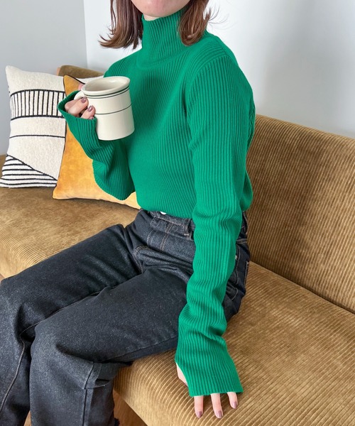「feepur」 タートルネックニット MEDIUM ピンク レディース_画像6
