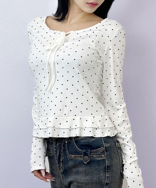 【美品】FORMO フォルモ リボンドットシャツ FOLLOWIN（フォロウィン） tシャツ 「半袖バージョン追加/3COLOR