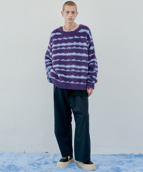 「AIVER」 長袖ニット MEDIUM ブラック メンズの画像