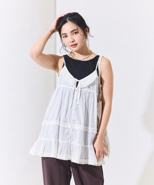 00s 希少 putumayo リボン異素材切り替えプリントフリルキャミ v系 楽天市場】【全品MAX1,500円OFFクーポン】M/Lサイズ フロントリボン