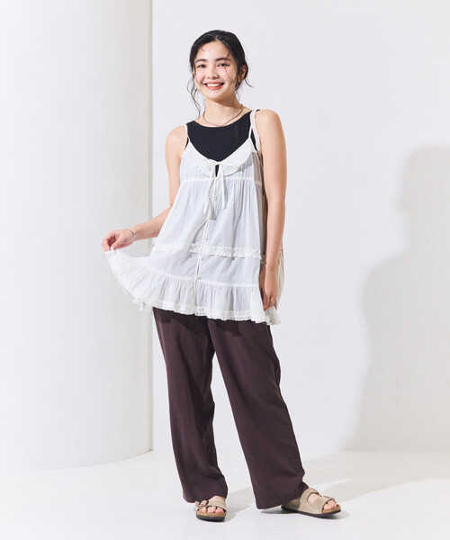 00s 希少 putumayo リボン異素材切り替えプリントフリルキャミ v系 楽天市場】【全品MAX1,500円OFFクーポン】M/Lサイズ フロントリボン
