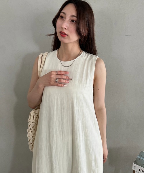 ワンピース 夏 バッグデザイン肌見せ♪ 裾タックデザインロング