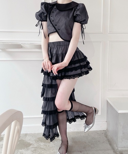 lilLilly（リルリリー） スカート アシンメトリーフリルスカート
