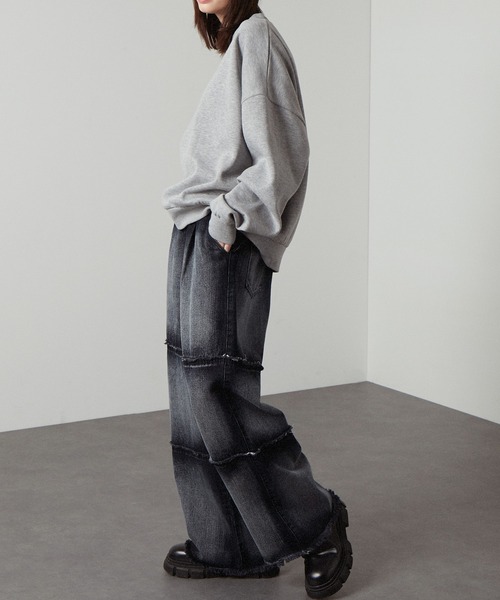 「Alfred Alex」 デニムパンツ L ブラック メンズ_画像3