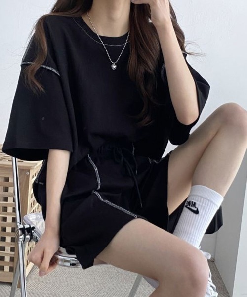 アウトステッチTシャツ+ハーフパンツ レディース | ブランド登録なし | 05