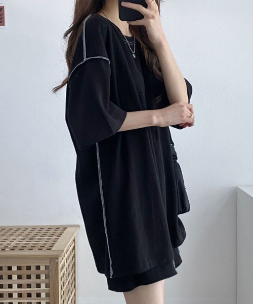 アウトステッチTシャツ+ハーフパンツ レディース | ブランド登録なし | 06