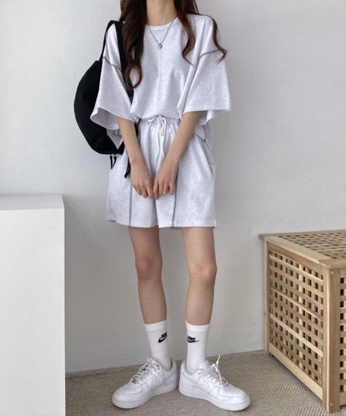 アウトステッチTシャツ+ハーフパンツ レディース | ブランド登録なし | 10