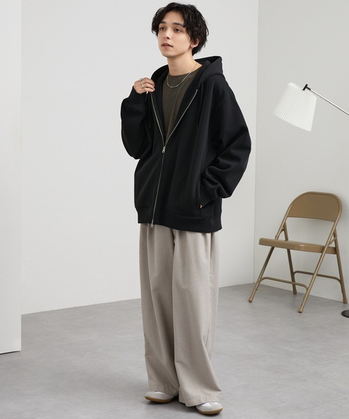 「MONO-MART」 ジップアップパーカー X-LARGE チャコール メンズ_画像3