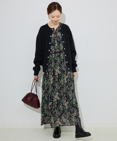 SLOBE IENA ★花柄ワンピース　FLOWER PRINT ブラック黒 SLOBE IENA（スローブイエナ） ワンピース 「WEB限定/追加」FLOWER