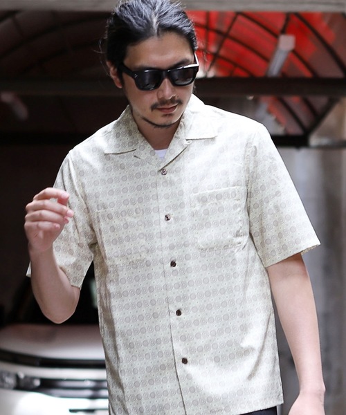 RATTLE TRAP シャツ 小紋柄オープンカラー半袖シャツ メンズ