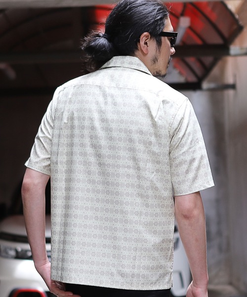 RUSSELLIND 迷彩柄 半袖シャツ サイズ5 RATTLE TRAP シャツ 小紋柄オープンカラー半袖シャツ メンズ