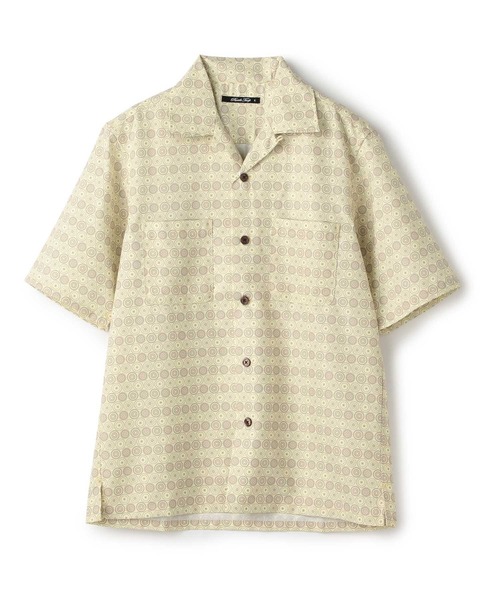 60s BRENT コットンオープンカラーシャツ 開襟 半袖 総柄 小紋柄 60s BRENT オープンカラーシャツ ショートスリーブ チェック柄