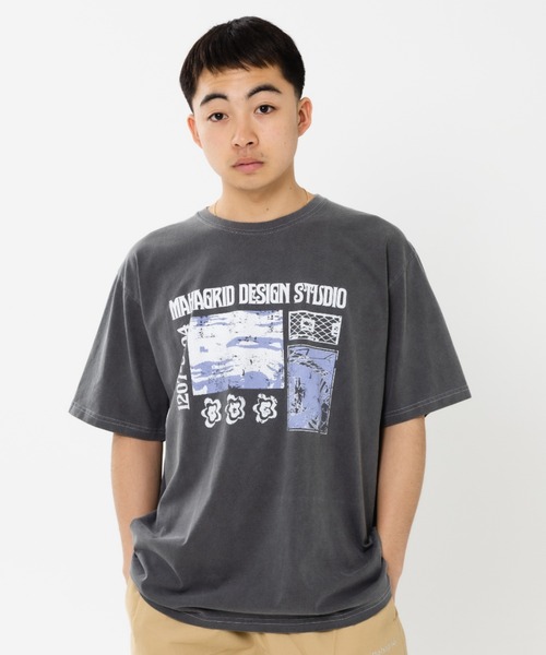 tシャツ 「mahagrid/マハグリッド」BREAK PIGMENT TEE/ブレークピグメント 半袖 カットソー レディース メンズ