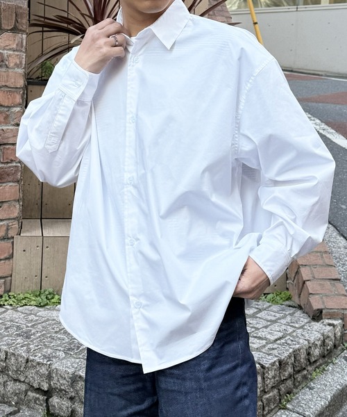 Oversized Regular Collar Shirtシャツ 白 MAISON CLUB（メゾンクラブ） スマホショルダー シャツ 「MAISON CLUB
