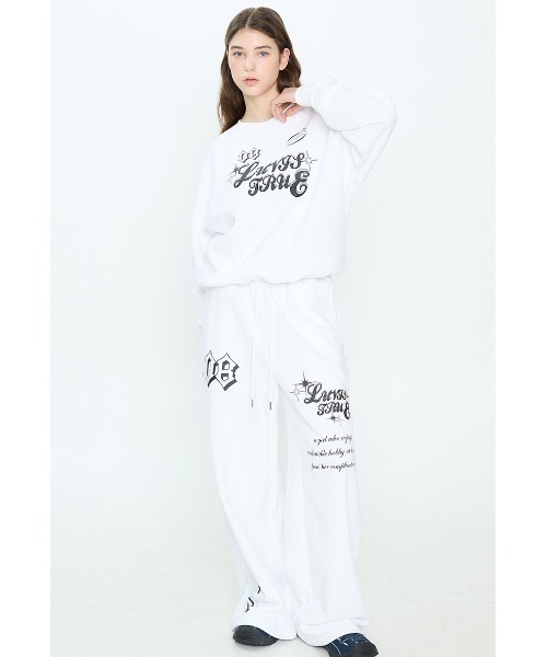 トレーナー スウェット A'GEM/9 × .kom 「LUV IS TRUE/ラブ イズ トゥルー」LOGO MTM /ロゴスウェットシャツ レディ LUVISTRUE トレーナー スウェット A'GEM/9 × .kom 「LUV IS TRUE