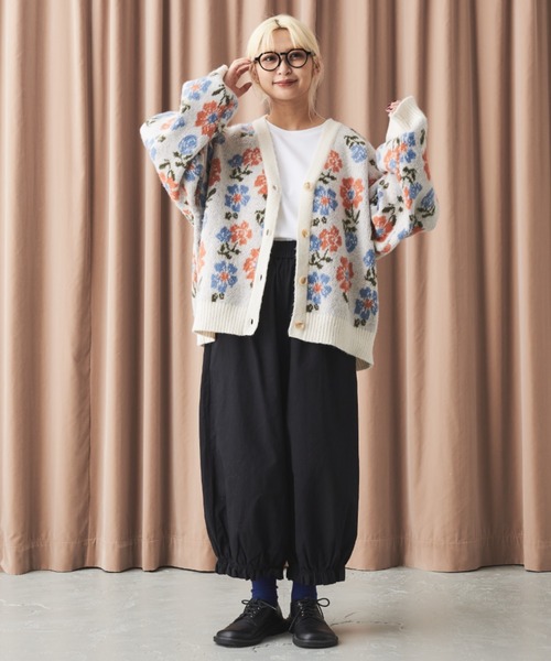 ヤマダヤ　フラワー柄 ニットカーディガン MERLOT ニット セーター フラワーカーディガン レディース : ZOZOTOWN
