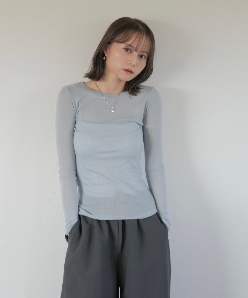 今季完売品 SEA Seavalley シアー リブ L/Sトップ　長袖　ロンT Reurie'（レウリィ） tシャツ クルーネックロンT / crew neck longT