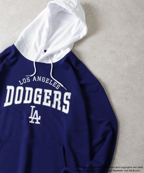 Dodgers フード付きパーカー MLB パーカー チームカラー ロゴ フード 裏毛 スウェット パーカー
