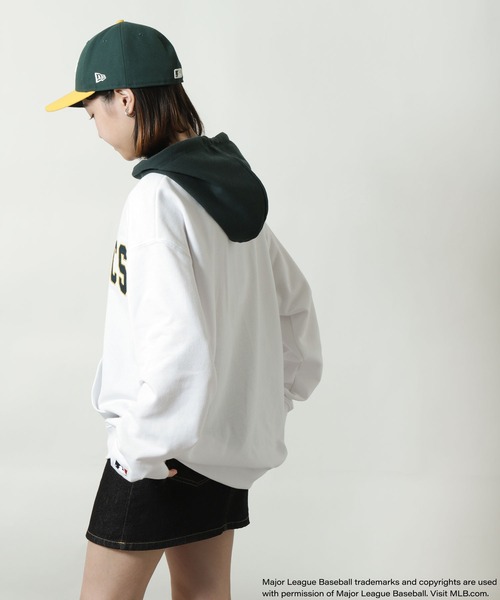 韓国人気[MLB]グラフィック 起毛 フードトレーナー3color MLB スウェット ハーフジップ トレーナー メンズ レディース