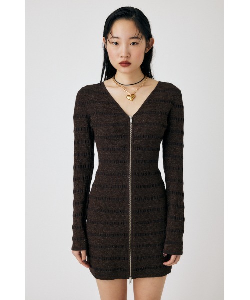 MOUSSY ミニワンピース MOUSSY | BOW DESIGN KNIT ミニ ドレス (ワンピース(ミニ・ミディアム