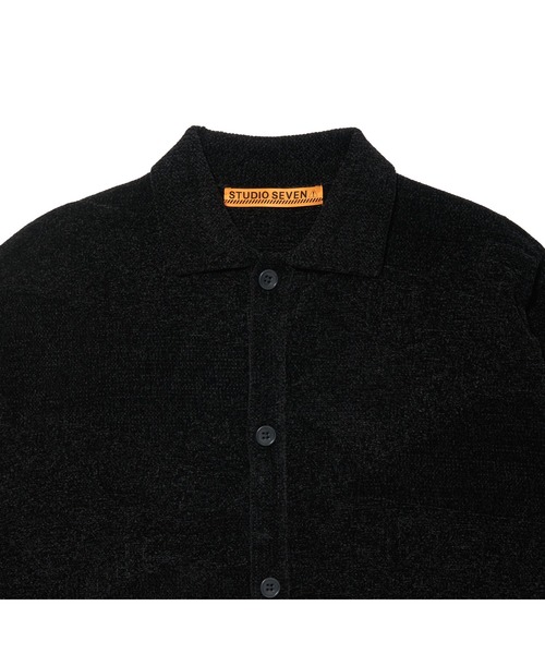 STUDIO SEVEN セーター ニット Chenille Knit Caution Logo Cardigan