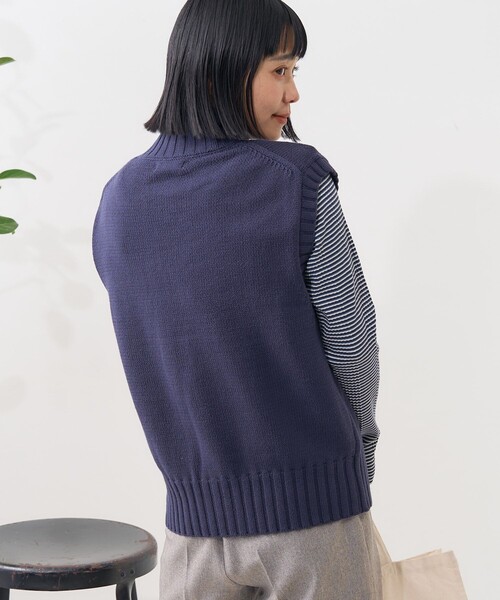 ホワイトモコモコ ジップアップワンピース(ベスト) セール】ストライプドロスト シャツワンピース（ワンピース）｜B.C