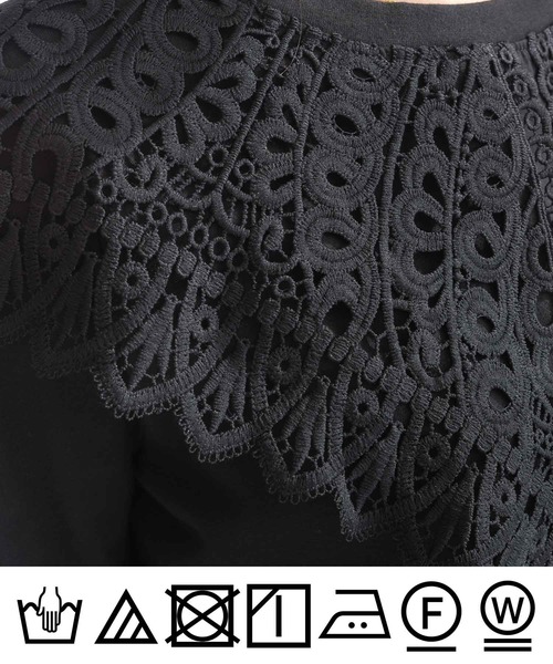 tシャツ コットンレース付きビッグTシャツ レディース PICCIN tシャツ 「WEB限定」ビッグカラー天竺Tシャツ レディース
