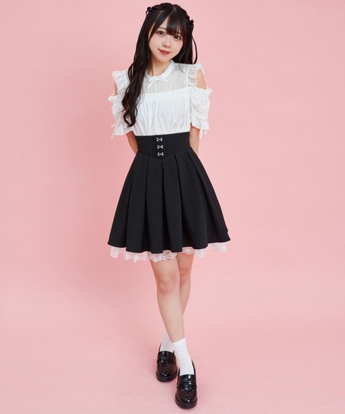 レース×シフォンバッスルスカート セール】レースバッスルスカート（スカート）｜Secret Honey