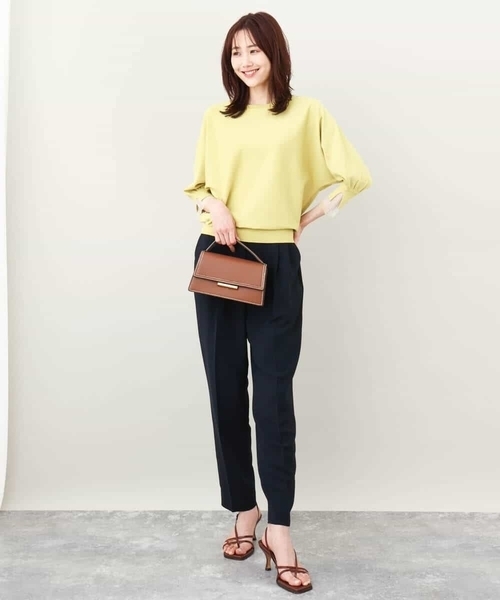 Michaa Michaa スラックス　韓国女性ブランド ニジブラ nijibra ウエストゴム 裏起毛タックワイドパンツ 裏