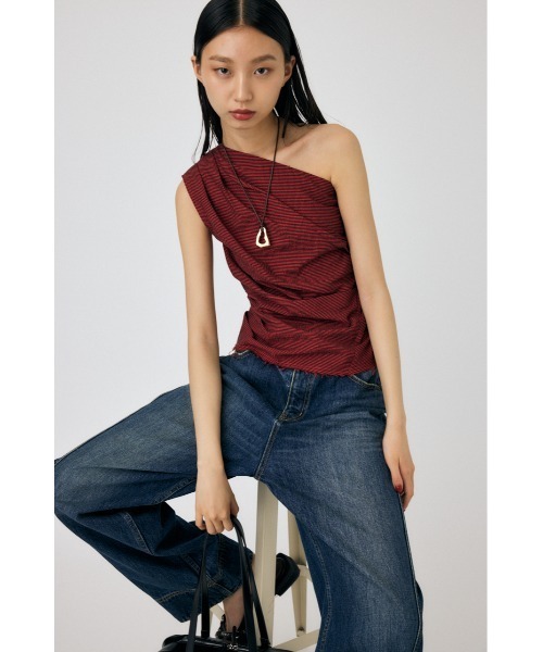高い素材 PLAID tシャツ MOUSSY ONE レディース ブラウス SHOULDER トップス