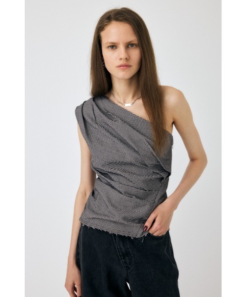 超安い品質 MOUSSY tシャツ PLAID ONE SHOULDER ブラウス レディース トップス