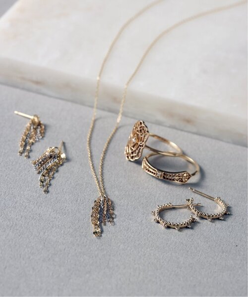 Lilas ピアス フリンジミックスチェーンピアス K10（両耳