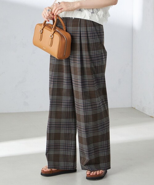 SHIPS（シップス） パンツ 「手洗い可能」ウール混 チェック タック