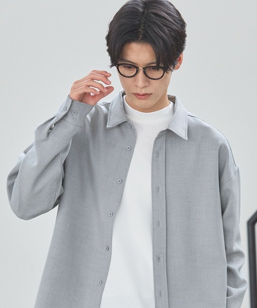 ESSENTIALS WARDROBE シャツ TRメランジポリストレッチ長袖シャツ