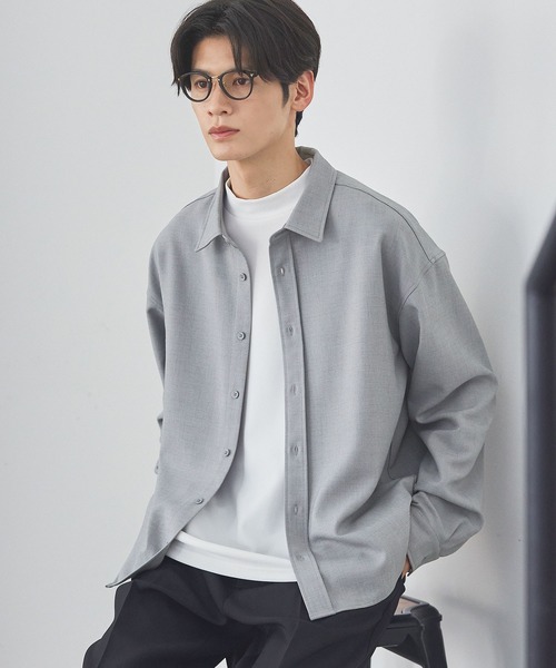 ESSENTIALS WARDROBE シャツ TRメランジポリストレッチ長袖シャツ