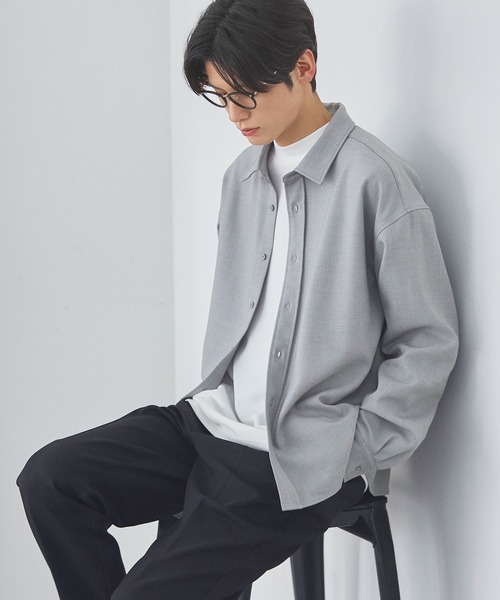 ESSENTIALS WARDROBE シャツ TRメランジポリストレッチ長袖シャツ