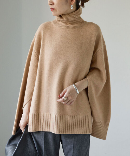 VERMEIL par iena オレンジタートルネックセーターカシミヤ VERMEIL par iena ニット セーター ウールカシミヤニット
