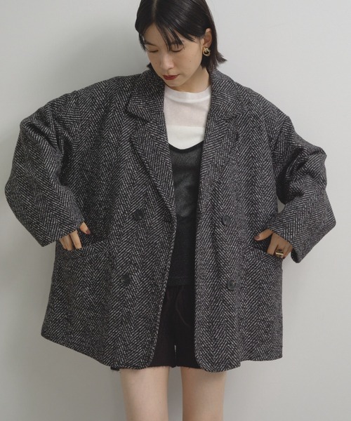 Shelly island ジャケット テーラードジャケット ヘリンボーン