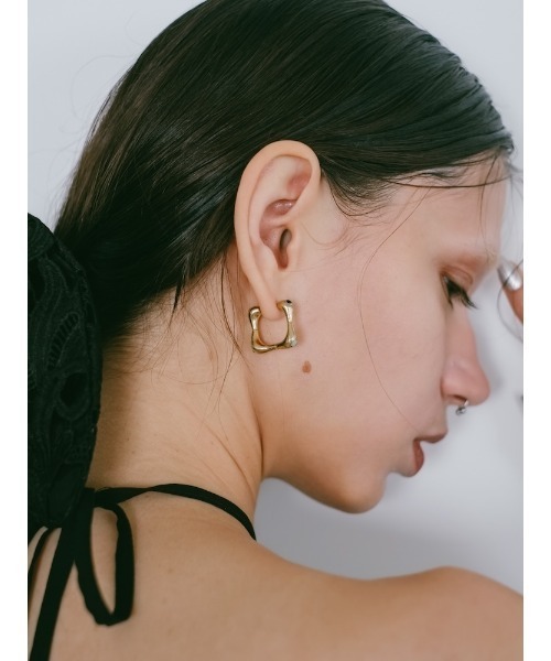 [LAZYDAWN] square check earring ピアス 2.25 ct. t.w. CZ Square Drop Earrings in 18kt Gold Over Sterling