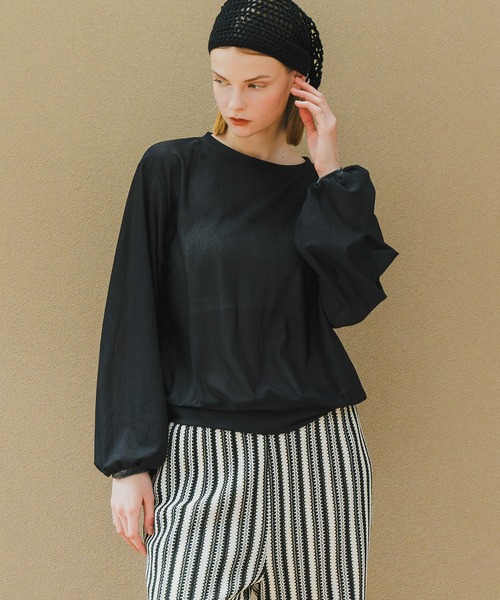 ブラウス シャツ 「WHYTO. / ホワイト」 SHEER VOLUME SLEEVES  BLOUSE レディース