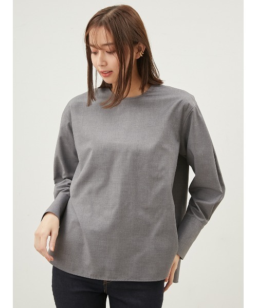 tシャツ タックスリーブロングカフスブラウス「手洗い可能」 レディース