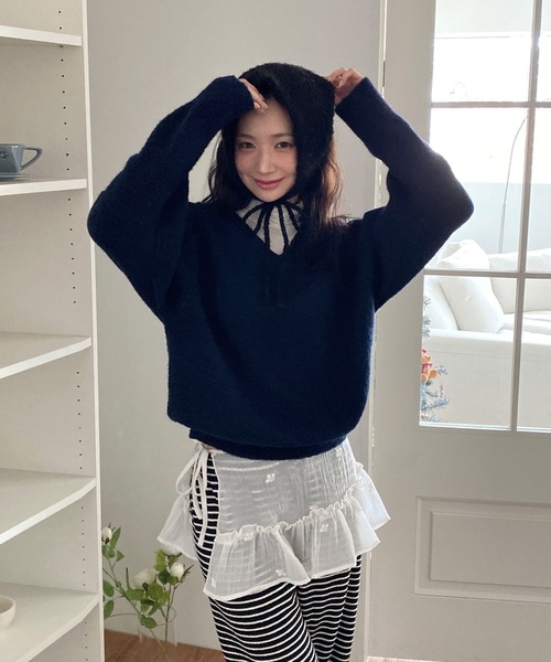 by muni:r スカート 刺繍レイヤードラップスカート/2025 SS