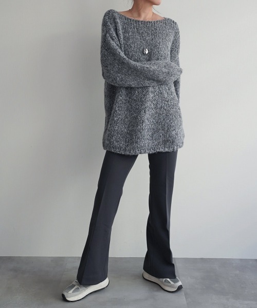 Rashik スラックス パンツ 裏起毛セミフレアスラックス レディース