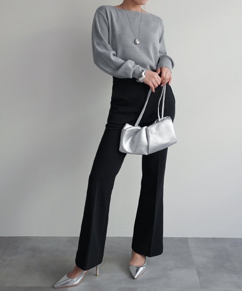 Rashik スラックス パンツ 裏起毛セミフレアスラックス レディース