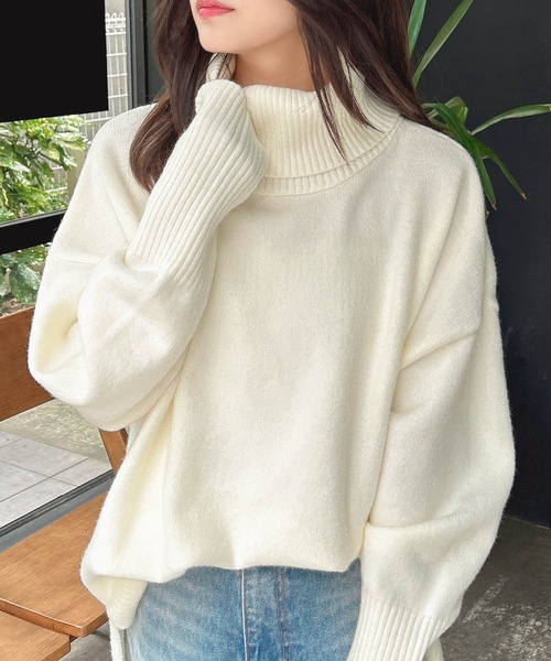 「INGNI」 タートルネックニット M グレー レディース_画像2