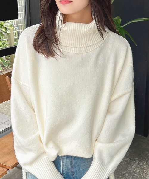 「INGNI」 タートルネックニット M グレー レディース_画像3