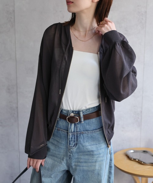 新品未使用♡カットワークパフ袖パーカー グッドウェアパーカー Goodwear 綿100％ 無地 プルオーバー BIG